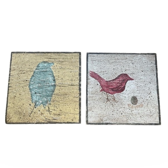 Hand Painted Bird on Recycled Wood Signed Original Painting 8x8 - Wood Wall Art - Picture 1 of 9